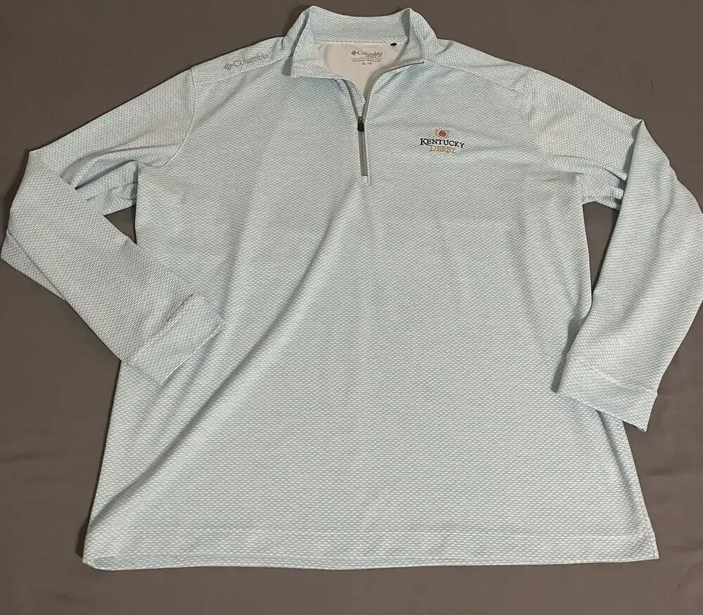 Columbia Men’s 1/4 Zip Pullover XL Light Blue Kentucky Derby Excellent